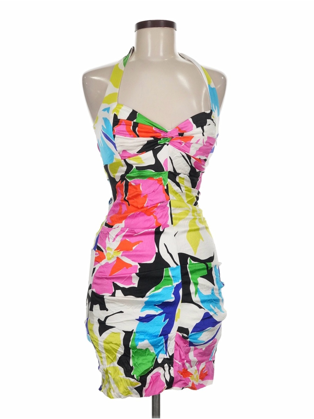 Cache Multi-Color Floral Halter Mini Dress